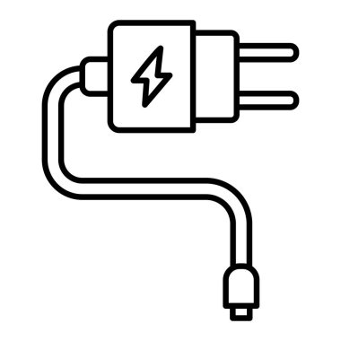 Şarj Simgesi, Basit Siyah ve Beyaz Vektör İllüstrasyonu