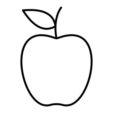 Apple Simgesi, Basit Siyah ve Beyaz Vektör İllüstrasyonu