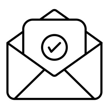 Posta Simgesi, Basit Siyah ve Beyaz Vektör İllüstrasyonu