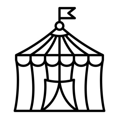 Sirk Çadırı Simgesi, Basit Siyah ve Beyaz Vektör İllüstrasyonu