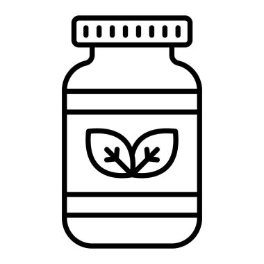 Kavanoz Simgesi, Basit Siyah ve Beyaz Vektör İllüstrasyonu