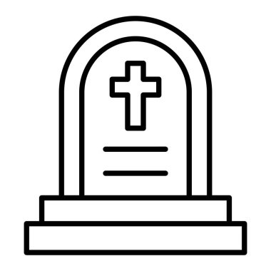 Mezarlık Simgesi, Basit Siyah ve Beyaz Vektör İllüstrasyonu