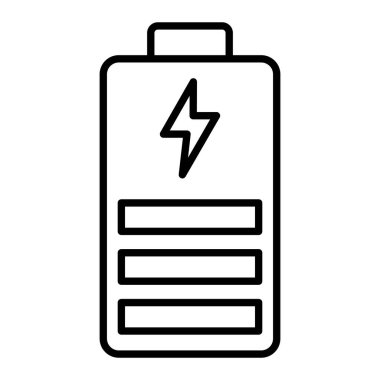 Batarya Simgesi, Basit Siyah ve Beyaz Vektör İllüstrasyonu