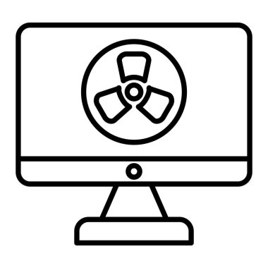 Nükleer Simge, Basit Siyah ve Beyaz Vektör İllüstrasyonu