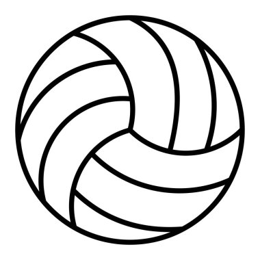Voleybol Simgesi, Basit Siyah ve Beyaz Vektör İllüstrasyonu