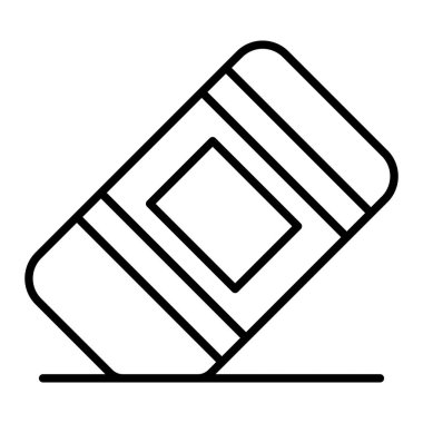 Silgi Simgesi, Basit Siyah ve Beyaz Vektör İllüstrasyonu