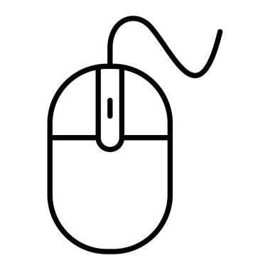 Fare Simgesi, Basit Siyah ve Beyaz Vektör İllüstrasyonu