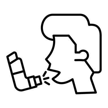 Astım Simgesi, Basit Siyah ve Beyaz Vektör İllüstrasyonu