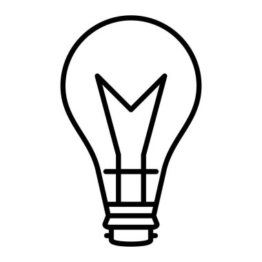 Ampul Simgesi, Basit Siyah ve Beyaz Vektör İllüstrasyonu