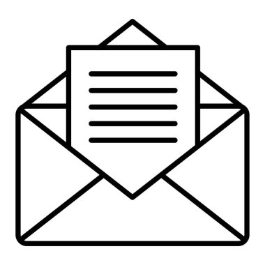 Posta Simgesi, Basit Siyah ve Beyaz Vektör İllüstrasyonu