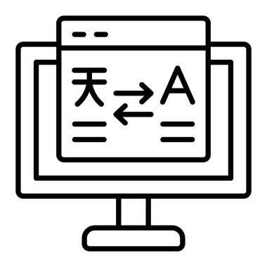 Çevirmen satırı simgesi, Basit Siyah ve Beyaz Vektör İllüstrasyonu