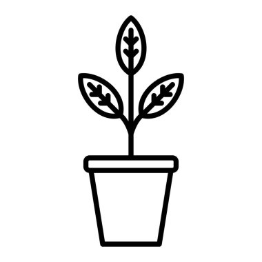 Bitki Simgesi, Basit Siyah ve Beyaz Vektör İllüstrasyonu