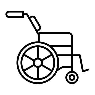 Tekerlek Sandalyesi Simgesi, Basit Siyah ve Beyaz Vektör İllüstrasyonu