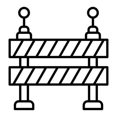 Trafik Engelleyici Simgesi, Basit Siyah ve Beyaz Vektör İllüstrasyonu