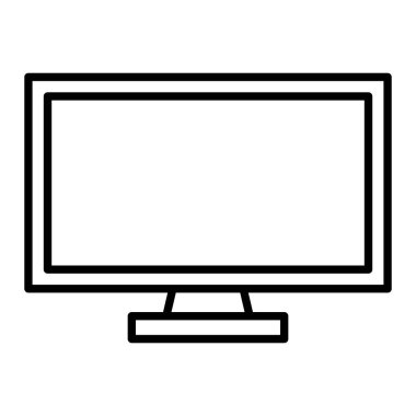 Lcd Simgesi, Basit Siyah ve Beyaz Vektör İllüstrasyonu