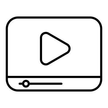 video çizgisi simgesi, basit siyah beyaz vektör illüstrasyonu