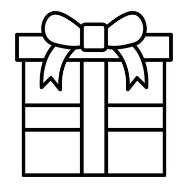 Hediye kutusu simgesi, Basit Siyah ve Beyaz Vektör İllüstrasyonu