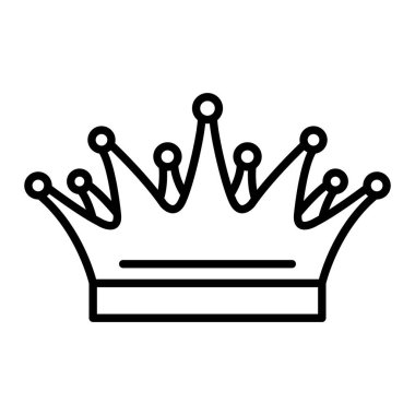 Crown Simgesi, Basit Siyah ve Beyaz Vektör İllüstrasyonu