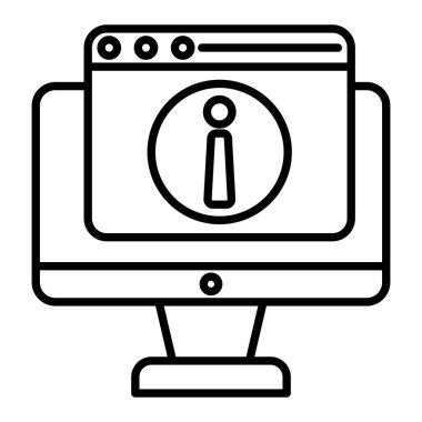 Bilgi Simgesi, Basit Siyah ve Beyaz Vektör İllüstrasyonu