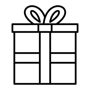 Hediye Simgesi, Basit Siyah ve Beyaz Vektör İllüstrasyonu