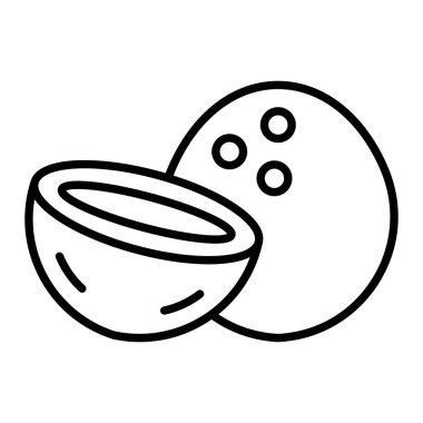 Hindistan cevizi Simgesi, Basit Siyah ve Beyaz Vektör İllüstrasyonu