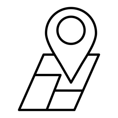 Konum Simgesi, Basit Siyah ve Beyaz Vektör İllüstrasyonu