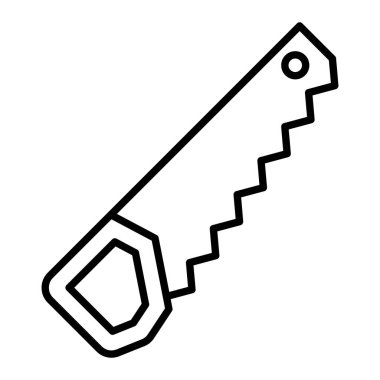 El testeresi çizgi simgesi, Basit Siyah ve Beyaz Vektör İllüstrasyonu