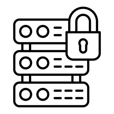 Güvenli satır simgesi, Basit Siyah ve Beyaz Vektör İllüstrasyonu