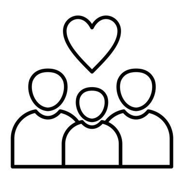 Aile Simgesi, Basit Siyah ve Beyaz Vektör İllüstrasyonu