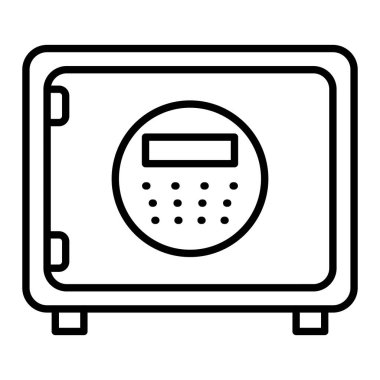 Güvenli Kutu Simgesi, Basit Siyah ve Beyaz Vektör İllüstrasyonu