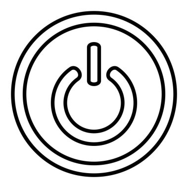 Güç Simgesi, Basit Siyah ve Beyaz Vektör İllüstrasyonu