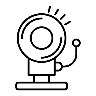 Yangın Alarmı Simgesi, Basit Siyah ve Beyaz Vektör İllüstrasyonu