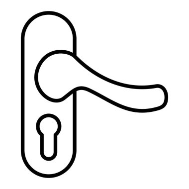 Kapı Sapı Simgesi, Basit Siyah ve Beyaz Vektör İllüstrasyonu