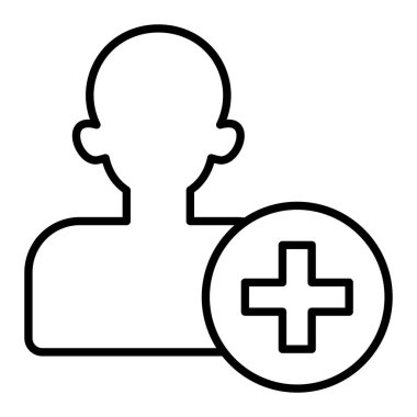 Kullanıcı satırı simgesi ekle, Basit Siyah ve Beyaz Vektör İllüstrasyonu