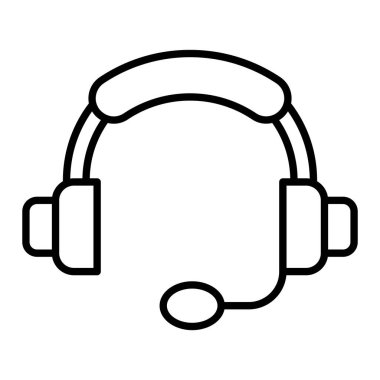 Kulaklık Simgesi, Basit Siyah ve Beyaz Vektör İllüstrasyonu