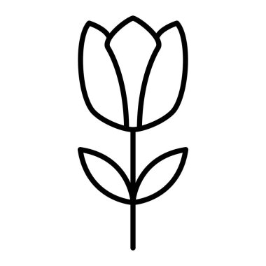 Lale Simgesi, Basit Siyah ve Beyaz Vektör İllüstrasyonu