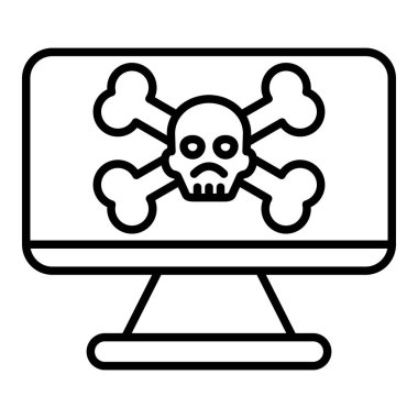 Kötü Yazılım Simgesi, Basit Siyah ve Beyaz Vektör İllüstrasyonu