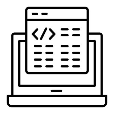 Kodlama satırı simgesi, Basit Siyah ve Beyaz Vektör İllüstrasyonu