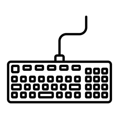 Klavye Simgesi, Basit Siyah ve Beyaz Vektör İllüstrasyonu