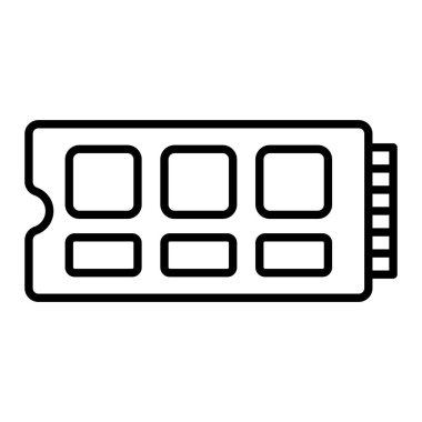 SSD Simgesi, Basit Siyah ve Beyaz Vektör İllüstrasyonu