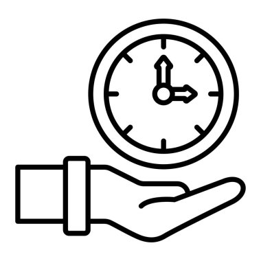 Zaman Çizgisi Simgesini Kaydet, Basit Siyah ve Beyaz Vektör İllüstrasyonu