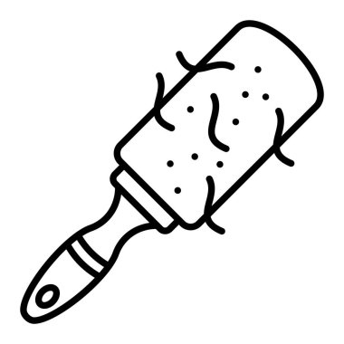 Lint Roller Simgesi, Basit Siyah ve Beyaz Vektör İllüstrasyonu