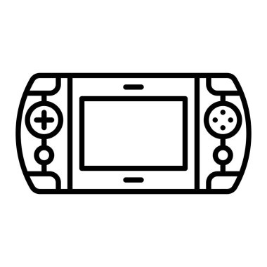 Oyun Konsolu Simgesi, Basit Siyah ve Beyaz Vektör İllüstrasyonu