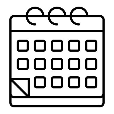 Takvim çizgisi simgesi, Basit Siyah ve Beyaz Vektör İllüstrasyonu