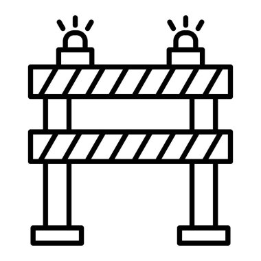 Barikat Simgesi, Basit Siyah ve Beyaz Vektör İllüstrasyonu