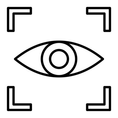 Retina Simgesi, Basit Siyah ve Beyaz Vektör İllüstrasyonu