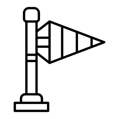 Rüzgâr İşareti Simgesi Simgesi, Basit Siyah ve Beyaz Vektör İllüstrasyonu