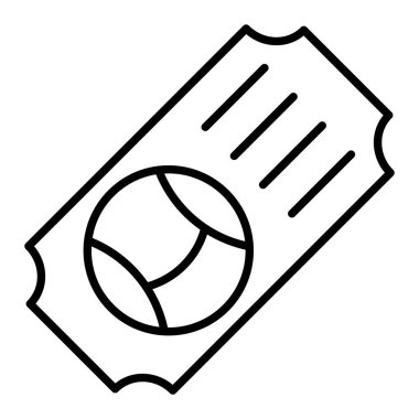 Bilet Simgesi, Basit Siyah ve Beyaz Vektör İllüstrasyonu