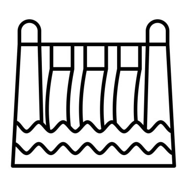 Hidroelektrik Güç Simgesi, Basit Siyah ve Beyaz Vektör İllüstrasyonu