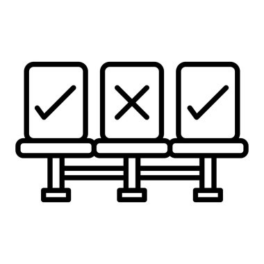 Sosyal Mesafe Simgesi, Basit Siyah ve Beyaz Vektör İllüstrasyonu